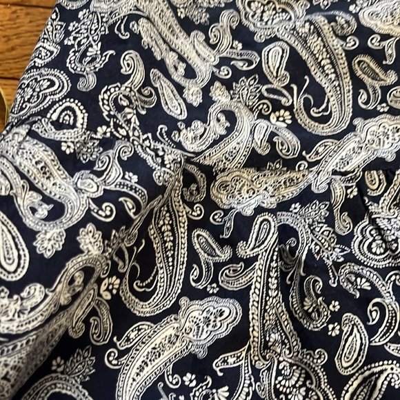 LOFT Navy & White Paisley Linen Dress Size 6 - Picture 9 of 16